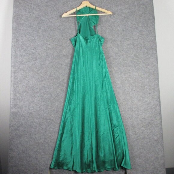 J.Crew Slip Maxi Dress Luster Crepe Elegant Collection 4 Festive Satin Green 280 - Picture 2 of 14